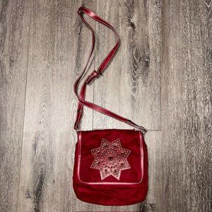 Pink Collection Star Pattern Crimson Red Crossbody Bag Purse